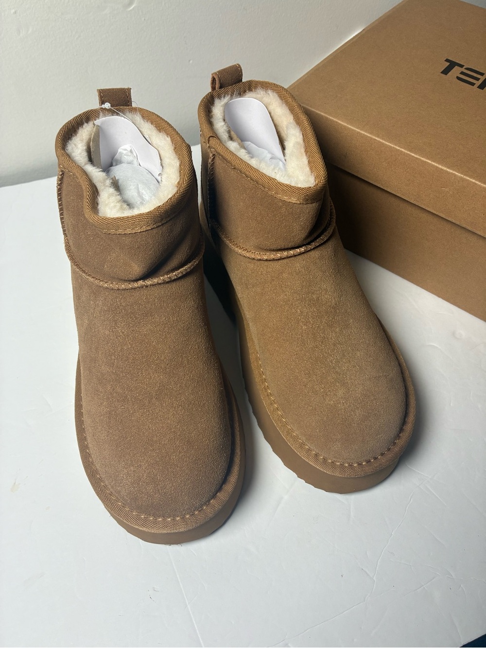 Men's Suede Shearling-Lined Ankle Boots - Brown
